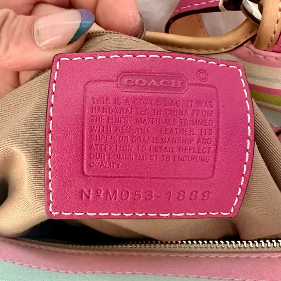 Large Vintage Coach Satchel - Legacy Poppy Stripe - Picture 4 of 5